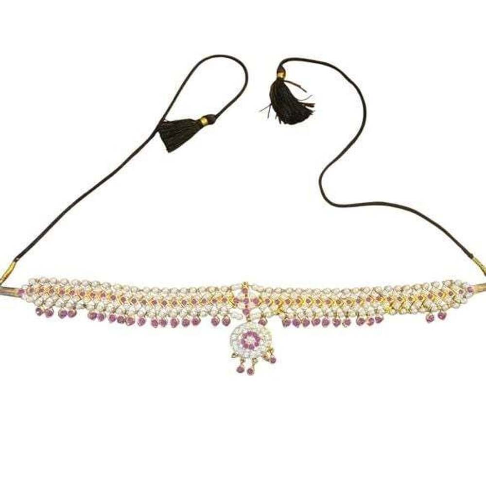 Kemp Gold and Pink Beaded Crystal Necklace